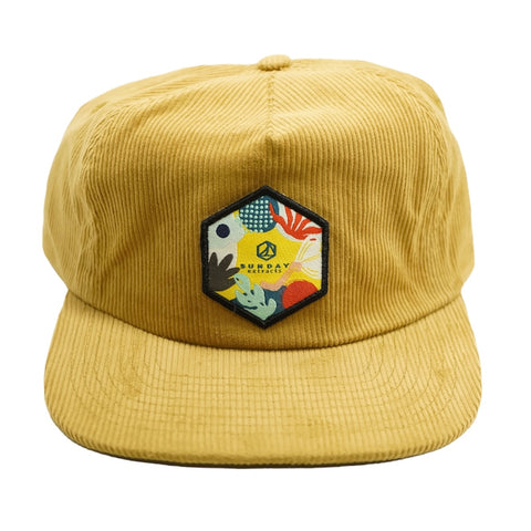 Corduroy Hat with Patch-Yellow/Brown